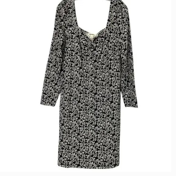Boden NWT Tencel Swirl Sprig Sweetheart  Neckline Jersey Dress Size US8R UK12R - Picture 3 of 10